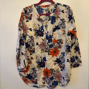 Old Navy Floral-Print Popover Tunic Shirt - Size Large